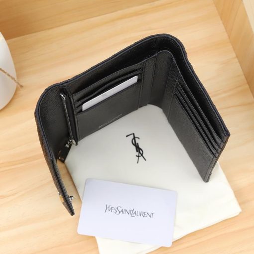 Ysl Multi-Folded Wallet In Grain De Poudre Embossed Leather Black 414404Bow021000 - Image 7