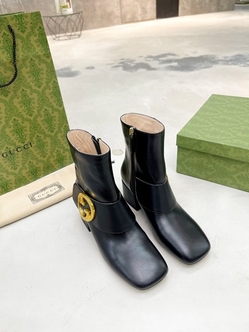 Gucci Blondie Women's Ankle Boot Leather Black 700016C9D001000 - Image 7