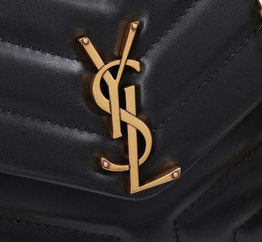 Saint Laurent Loulou Small Chain Bag In Matelasse Y Black Gold 23Cm 494699Dv7271000 - Image 9