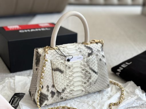 Chanel Off White Python Medium Coco Top Handle Bag 22CM - Image 4