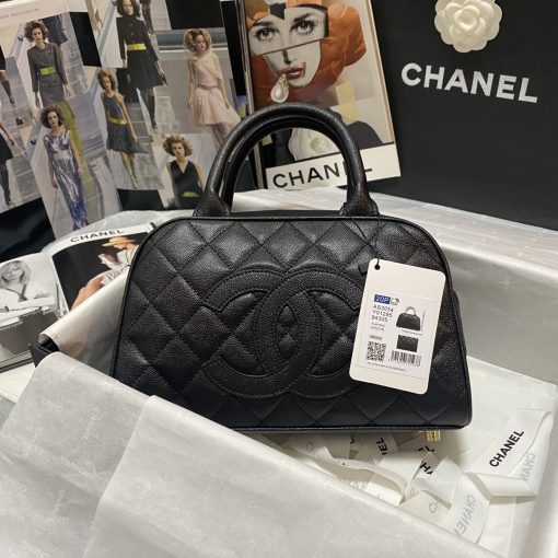 Chanel Timeless Cc Quilted Caviar Bowler Bag Black 25Cm - Image 8