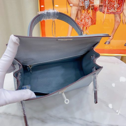 Hermès Kelly 25 Sellier HSS Verso Bleu Electrique Epsom Palladium Hardware - Image 8