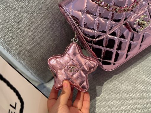 Chanel Mini Flap Bag & Star Coin Purse Pink Mirror Calfskin/Metallic Calfskin Light Gold Hardware - Image 3