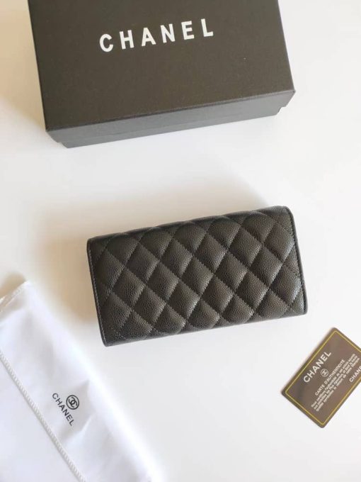 Chanel Cc 19 Quilted Black Leather Wallet - Image 3
