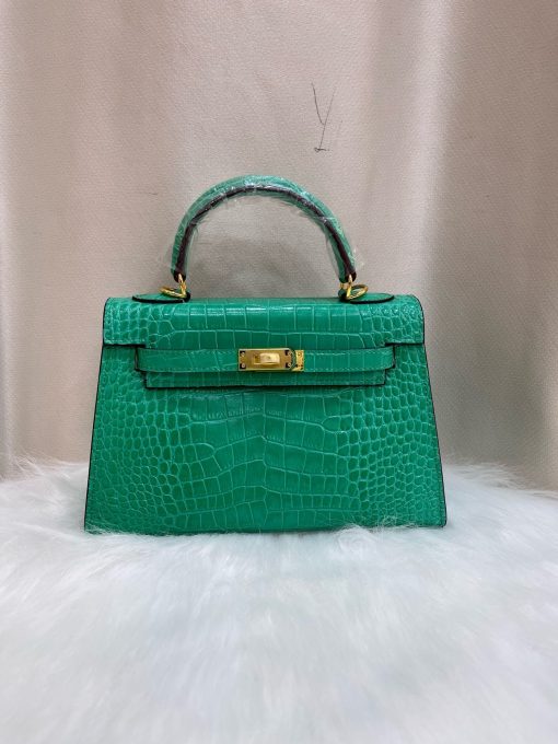 Hermès Kelly 20 Mississippiensis Lisse Vert Jade - Image 3