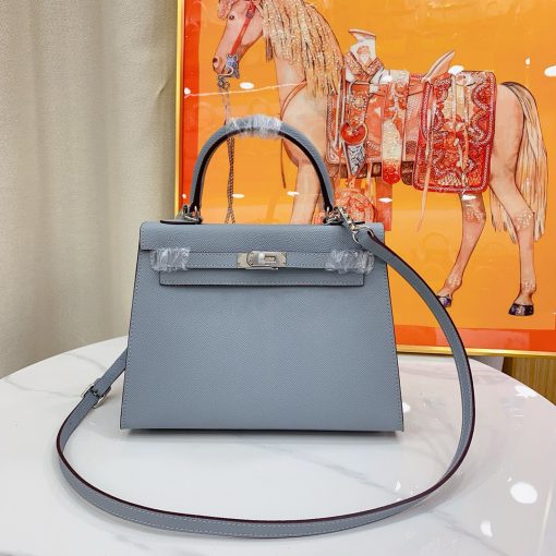 Hermès Kelly 25 Sellier HSS Verso Bleu Electrique Epsom Palladium Hardware - Image 3