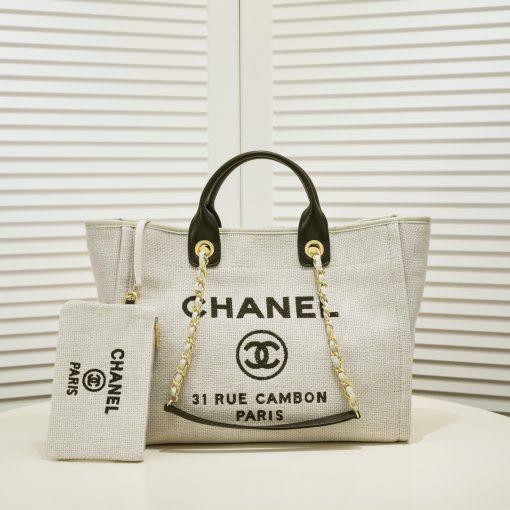 Chanel Deauville Shopping Tote Bag Grey 37Cm - Image 3
