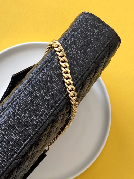 Saint Laurent Envelope Medium Chain Bag In Supple Matelasse Leather Black Gold 24Cm 6001850O7S11000 - Image 8