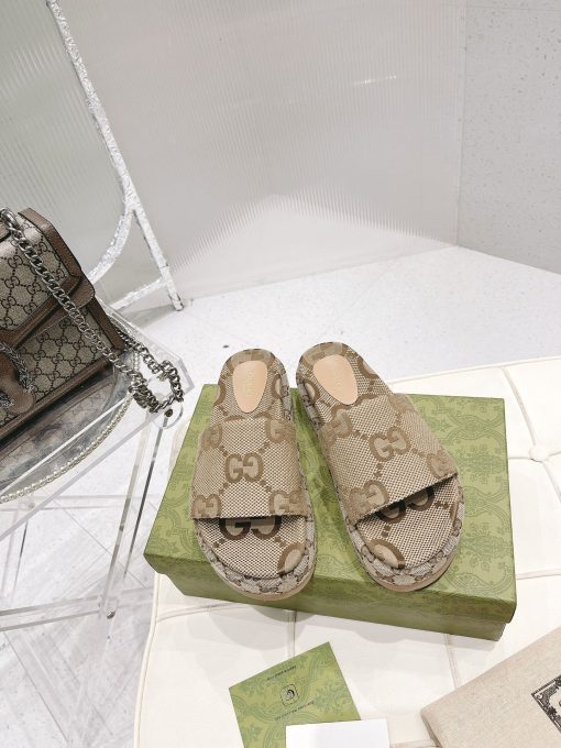 Gucci Women's Platform Slide Sandal Camel 623212 Uko00 2580 - Image 7