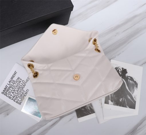 Saint Laurent Puffer Small Chain Bag In Quilted Lambskin White Gold 29Cm 5774761El079207 - Image 6