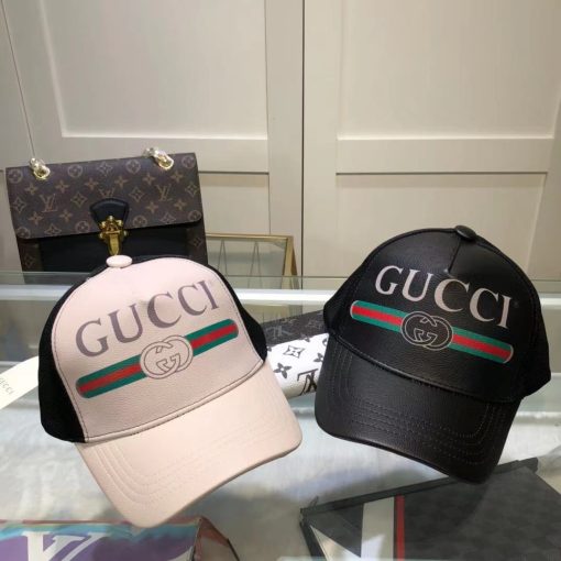 Gucci GG Print Leather Baseball Cap Black - Image 2