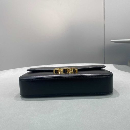 Celine Chain Box Triomphe Bag In Shiny Calfskin Black 197993Bf438No - Image 9