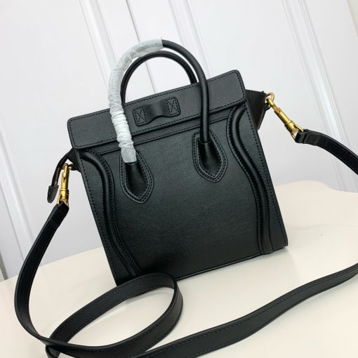 Celine Nano Luggage Bag In Drummed Calfskin Black 189243Dru38No - Image 3