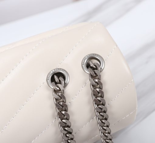 Saint Laurent Loulou Small Chain Bag In Matelasse Y Leather White Silver 23Cm 494699Dv7269207 - Image 8