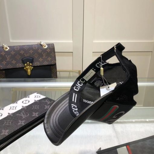 Gucci GG Print Leather Baseball Cap Black - Image 5