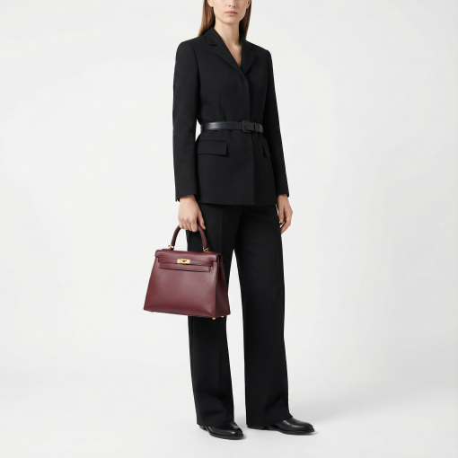 Hermes Kelly 25 Special Order Sombrero Rouge H Brushed - Image 2