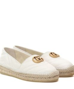 Gucci Leather Espadrille With Double G White 551890 Bko00 1000