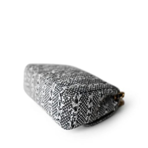 Chanel Black White Silver Tweed Quilted Pearl Aged Gold Hardware 17cm - Image 3