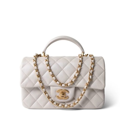 Chanel Mini Flap Bag With Top Handle White As2431 - Image 2