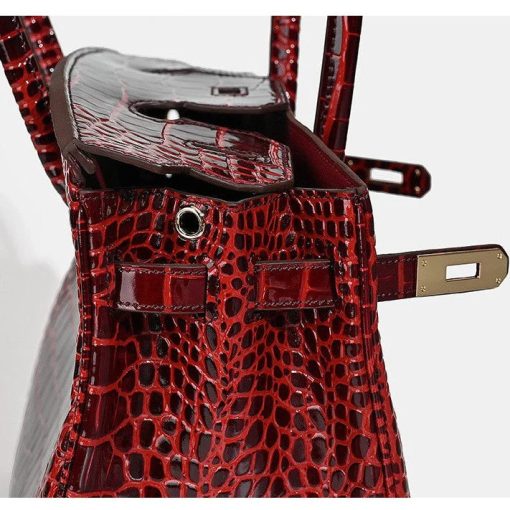 Hermes Birkin 30 Bordeaux Shiny Crocodile Gold Hardware - Image 4