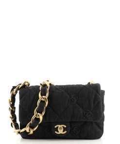 Chanel Funky Town Flap Bag CC Embossed Quilted Denim Medium