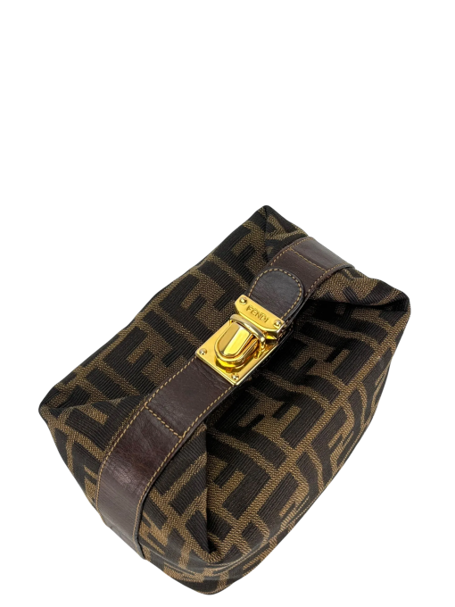 Fendi Brown Canvas Zucca Vanity Cosmetic Pouch - Image 3