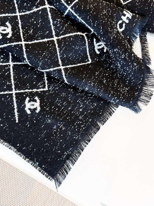 Chanel Scarves Black Grey Cashmere - Image 2