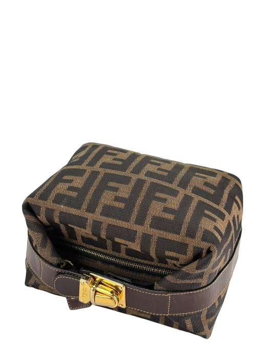 Fendi Brown Canvas Zucca Vanity Cosmetic Pouch - Image 2
