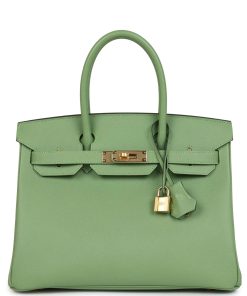 H Handbags Birkin 30 Vert Criquet Epsom Gold Hardware
