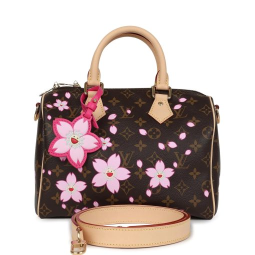 Louis Vuitton X Takashi Murakami Cherry Blossom Speedy 25 Bandouliere Brown Monogram Gold Hardware - Image 2