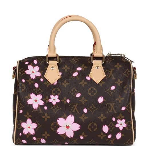 Louis Vuitton X Takashi Murakami Cherry Blossom Speedy 25 Bandouliere Brown Monogram Gold Hardware - Image 3