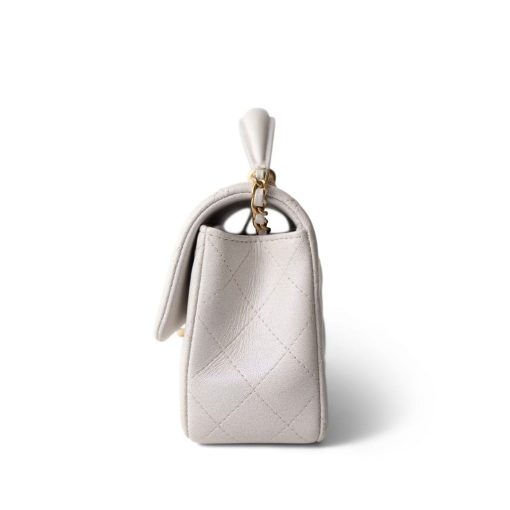 Chanel Mini Flap Bag With Top Handle White As2431 - Image 4