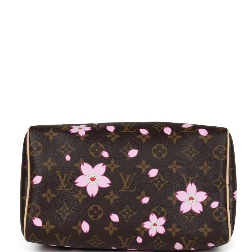 Louis Vuitton X Takashi Murakami Cherry Blossom Speedy 25 Bandouliere Brown Monogram Gold Hardware - Image 4