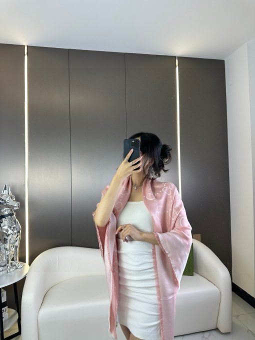 Gucci GD Jacquard Silk & Wool Shawl - Image 3