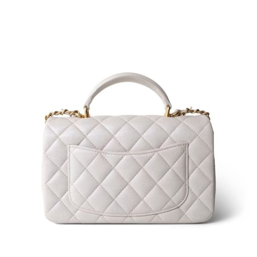 Chanel Mini Flap Bag With Top Handle White As2431 - Image 3