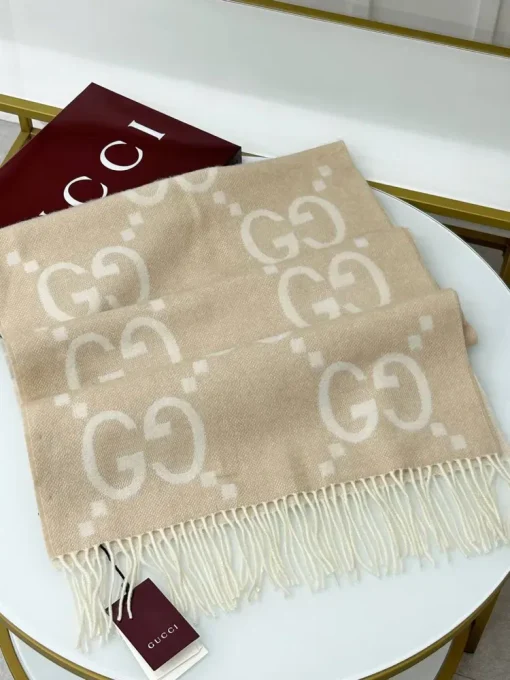 Gucci GG Cashmere Jacquard Scarf - Image 2