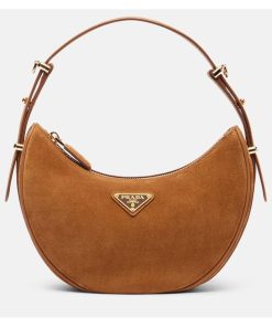Prada Women's Brown Arque Suede Shoulder Bag