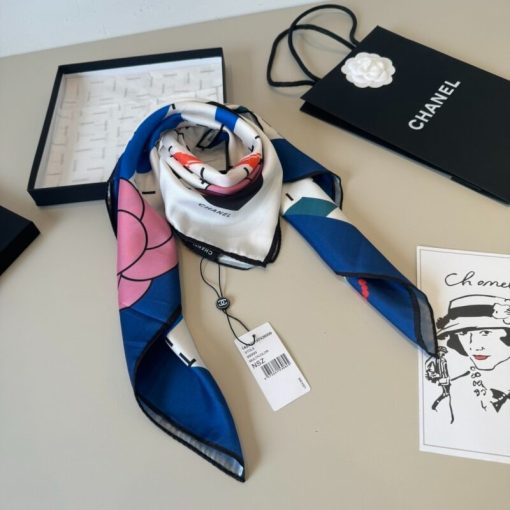 Chanel Chanel Silk Scarf 90 Double C Quilted Pattern - Image 2