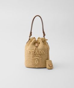 Prada Mini Crochet and Leather Bucket Bag