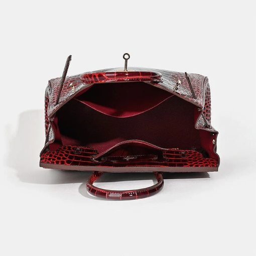 Hermes Birkin 30 Bordeaux Shiny Crocodile Gold Hardware - Image 5