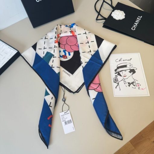 Chanel Chanel Silk Scarf 90 Double C Quilted Pattern - Image 5