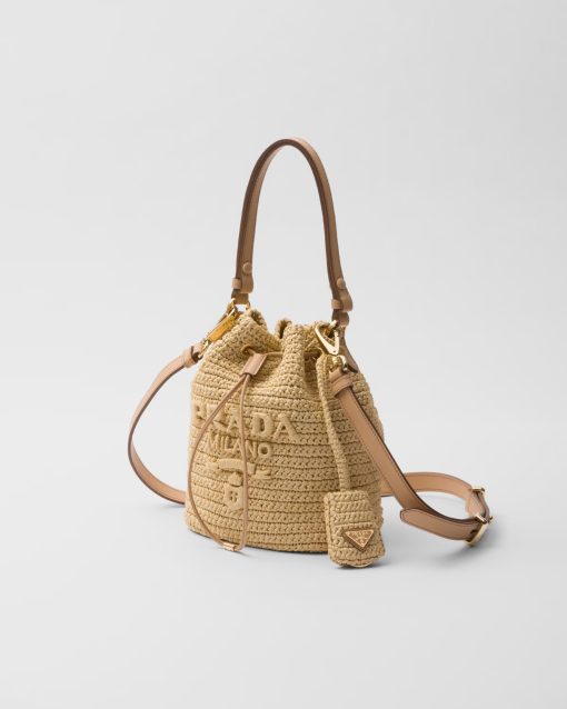 Prada Mini Crochet and Leather Bucket Bag - Image 2