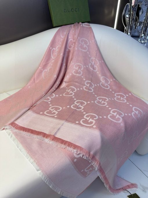Gucci GD Jacquard Silk & Wool Shawl - Image 4