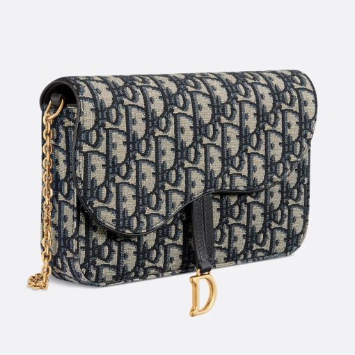 Christian Dior Saddle Pouch Chain Blue Denim 20Cm - Image 2