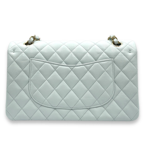 Medium Classic Double Flap Bag Blue Quilted Caviar Light Gold Hardware - Image 2