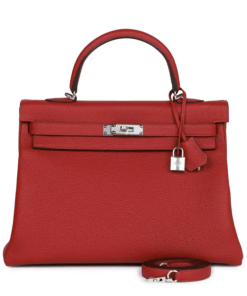 Hermes Special Order (Hss) Kelly Retourne 32 Rouge Grenat Verso Togo Palladium Hardware