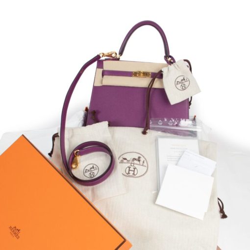 Hermès Kelly 25 Sellier Anemone Epsom Palladium Hardware - Image 2