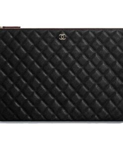Chanel Pouch Classic Black Leather Clutch A82545