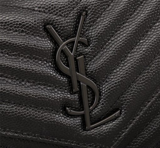 Saint Laurent Cassandre Matelasse Chain Wallet In Grain De Poudre Embossed Black Noir 22Cm 377828Bow081000 - Image 5
