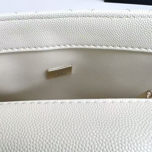 Chanel Caviar Quilted Maxi East West Coco Handle Flap White - Image 3